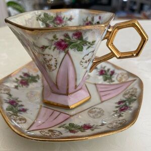 Vintage Royal Sealy China Cup & Saucer in Iridescent floral pattern